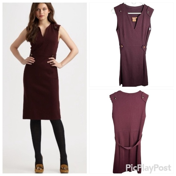 Tory Burch Declan Tab Dress plum size L - Picture 1 of 9